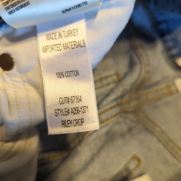 Agolde Riley Crop Jeans Womens 31 Blue High Rise Denim Button Fly Stretch Raw - Picture 8 of 10